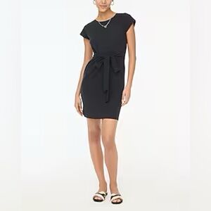 J. Crew Knit Short-Sleeve Tie-Waist Mini Dress in Black, Size XXS, NWT